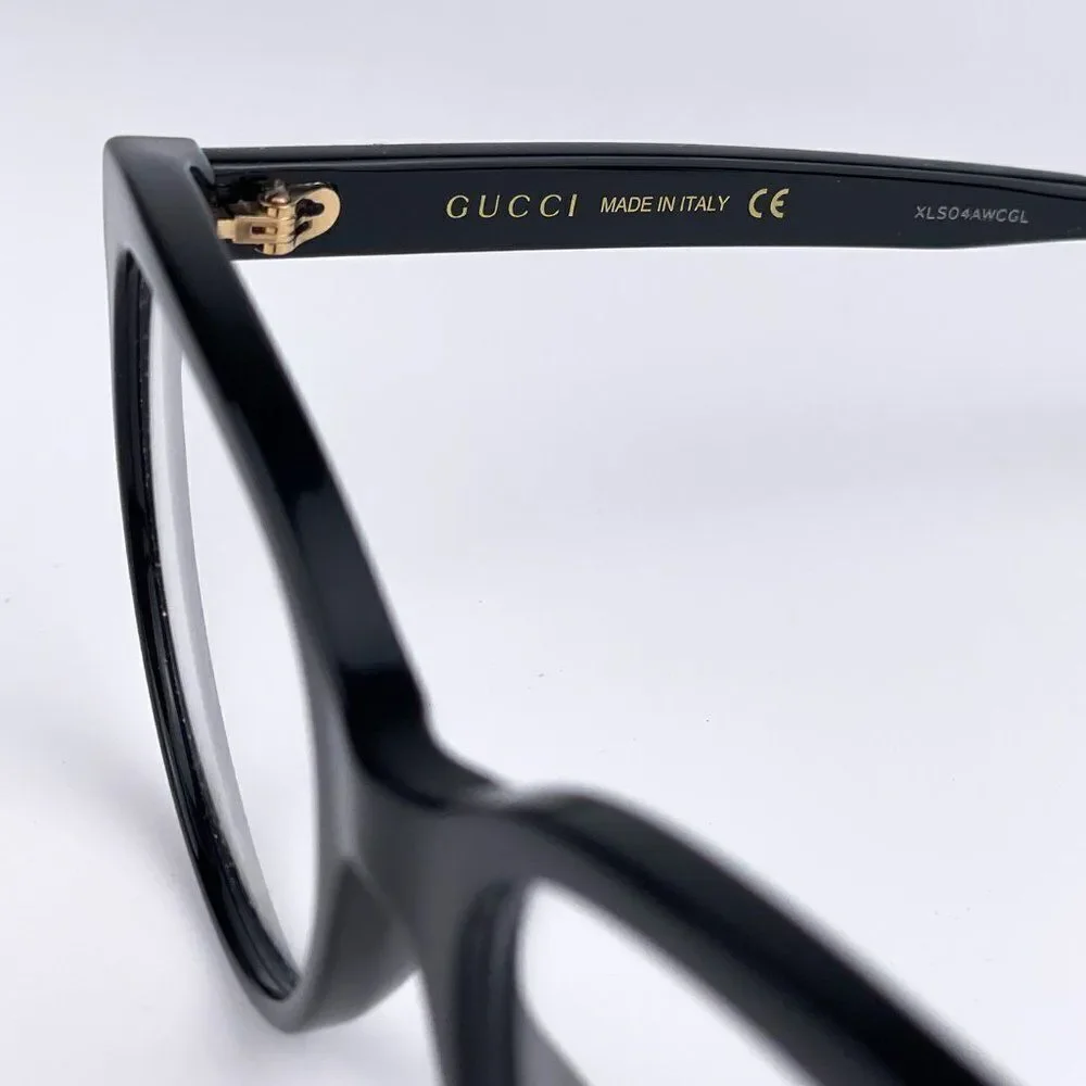 SALE! NEW GUCCI LOGO GG0329O 004 Black Multicolor Round Women Eyeglasses